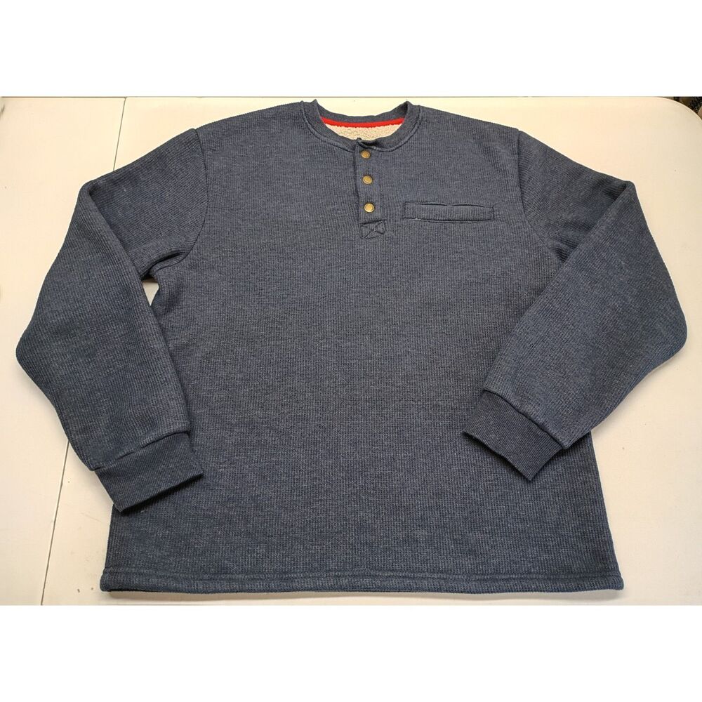 Coleman Men's Blue Sherpa Shirt Sz L Fully Lined 1/4 Snap Long Sleeved Sweater